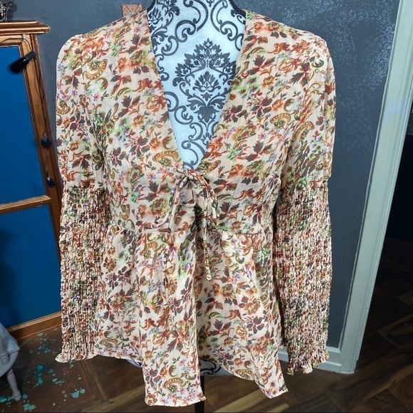 STEVIE MAY SAFFRON Brown floral long sleeve top - Picture 2 of 13